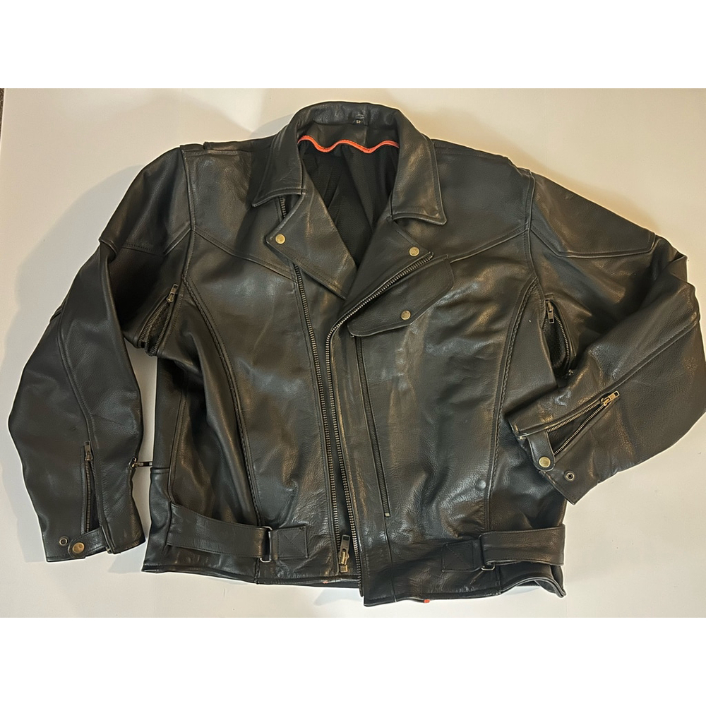 Women’s Unbranded Leather Motorcycle Jacket Size 52 Black